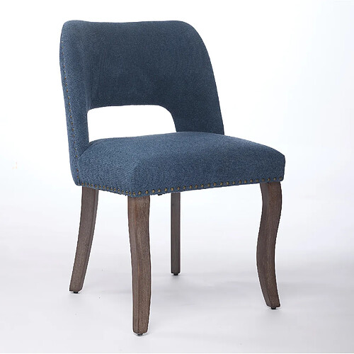 STILVORA Chaise de salle à manger lot de 2 bleue en chenille avec dossier ajouré