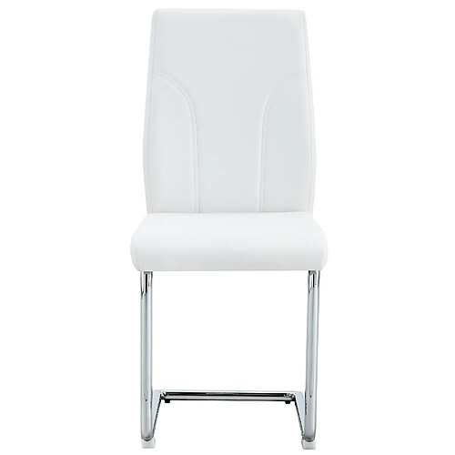 STILVORA Chaise de salle a manger blanche et argentee en metal et PU lot de 2