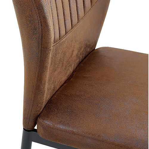 STILVORA Chaise de salle à manger 43/42,6/93 cm marron et noir en tissu et métal lot de 4