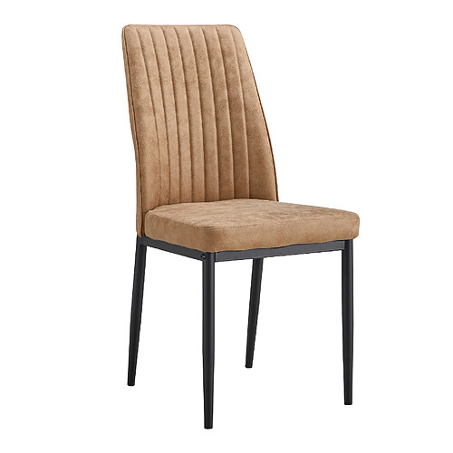 STILVORA Lot de 4 chaises de salle à manger marron et noir en tissu avec dossier ergonomique