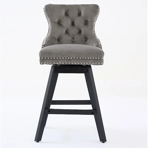 STILVORA Tabourets de bar gris en velours avec assise pivotante et dossier courbé