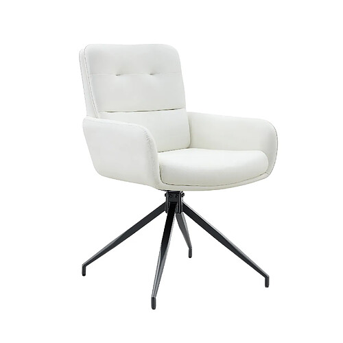 STILVORA Lot de 2 chaises pivotantes 85 cm blanc et noir en PU et métal 360°