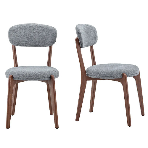 STILVORA Lot de 2 chaises de salle à manger 55,5/48,5/84 cm gris en lin avec assise rembourrée