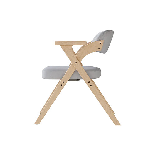 STILVORA Chaise de salle à manger pliante grise en bois massif avec accoudoirs