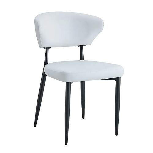 STILVORA Chaise de salle a manger blanche et noire en metal et PU lot de 2 ergonomique