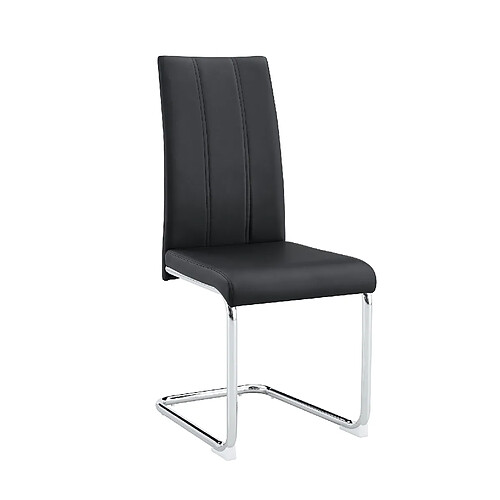 STILVORA Chaise de salle à manger noire en métal et PU avec assise ergonomique