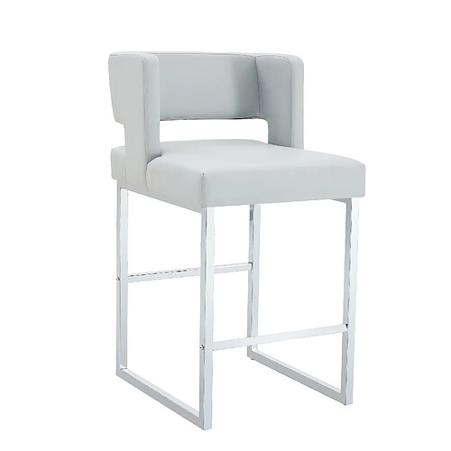 STILVORA Lot de 2 tabourets de bar 91,4 cm gris clair en métal et similicuir PU rembourrés