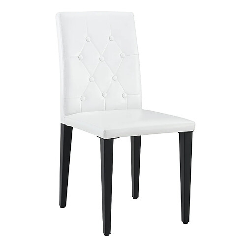 STILVORA Lot de 4 chaises de salle à manger 42/43/89 cm blanc/noir en PU et métal matelassé