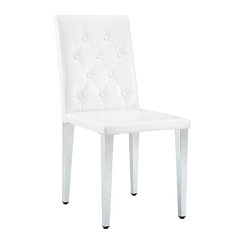 STILVORA Lot de 4 chaises de salle à manger 42/43/89 cm blanc argent en PU et métal