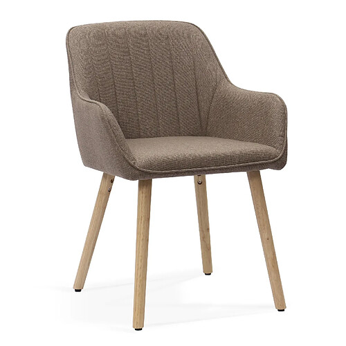 STILVORA Chaise de salle à manger marron en tissu et métal avec accoudoirs intégrés