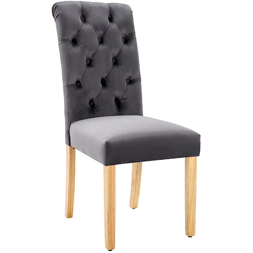 STILVORA Chaise de salle à manger lot de 2 grise en velours avec pieds en chêne