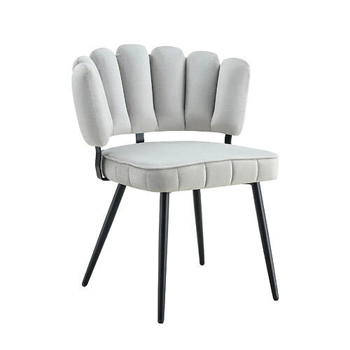 STILVORA Chaise de salle à manger lot de 2 48/50/80 cm gris clair en velours avec dossier fleur