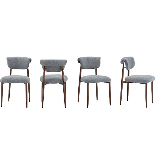 STILVORA Chaise de salle à manger 58,5/48/83 cm grise en lin avec dossier courbé