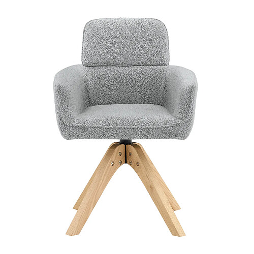 STILVORA Chaise de salle à manger 46,5/44/85 cm gris clair en tissu avec rotation 360°