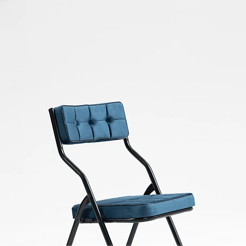 STILVORA Chaise pliante lot de 2 bleue en acier avec assise rembourrée