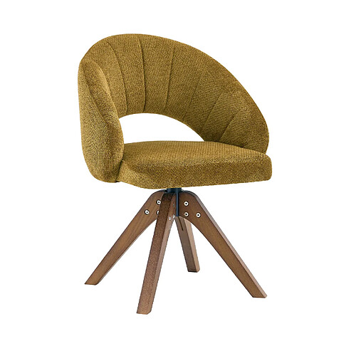 STILVORA Lot de 2 chaises pivotantes 84 cm jaune gingembre en tissu et bois massif