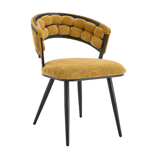 STILVORA 2 chaises salle à manger velours jaune noir métal dossier enveloppant