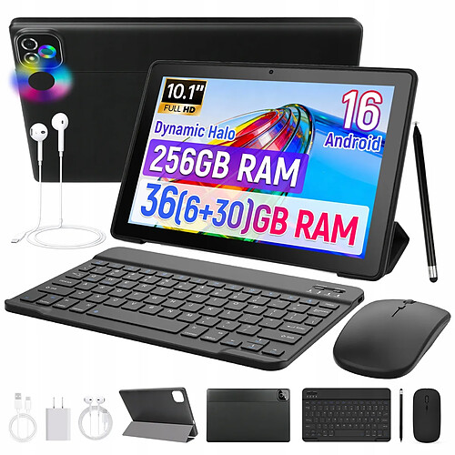 byxsb Tablette 2-en-1 Android 16 10,1", 36 Go RAM, 256 Go ROM, Clavier et Souris
