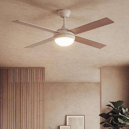 Ledkia Ventilateur de Plafond avec Éclairage Silencieux DC Pales en Bois Navy Evo Bois