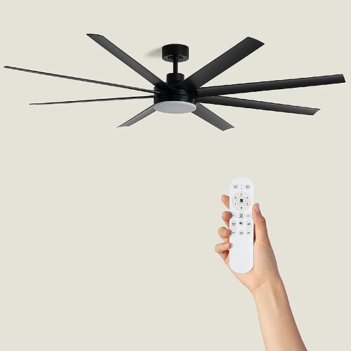 Ledkia Ventilateur de Plafond avec Éclairage Silencieux DC Hidra Noir Télécommande 165