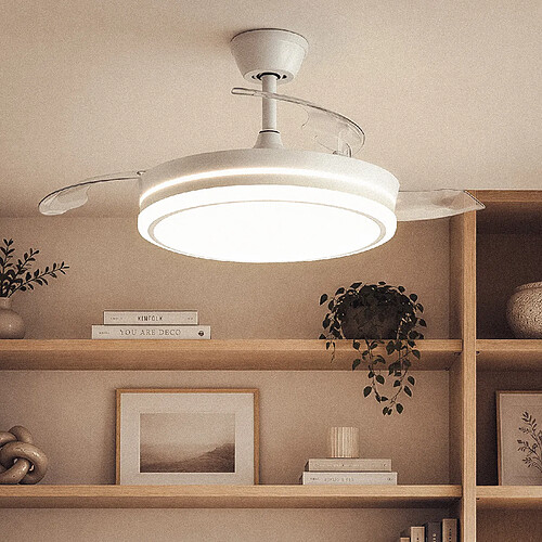 Ledkia Ventilateur de Plafond avec Éclairage Silencieux DC Pales Rétractables Dalori Evo