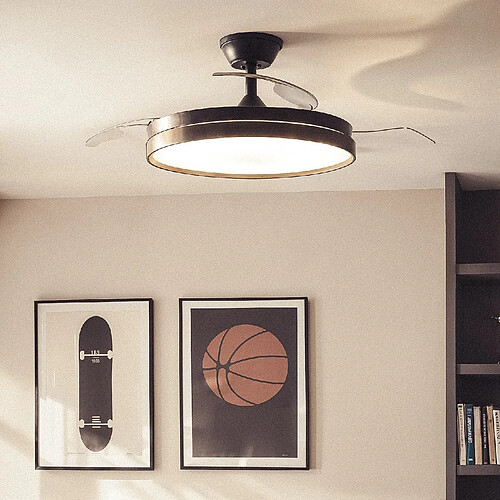 Ledkia Ventilateur de Plafond avec Éclairage Silencieux DC Pales Rétractables Kaios