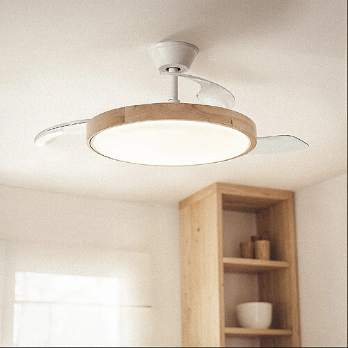 Ledkia Ventilateur de Plafond avec Éclairage Silencieux DC Pales Rétractables Dari