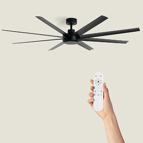 Ledkia Ventilateur de Plafond Silencieux DC Hidra Noir Télécommande 189 cm Noir