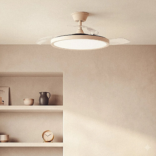 Ledkia Ventilateur de Plafond avec Éclairage Silencieux DC Pales rétractables Kleon