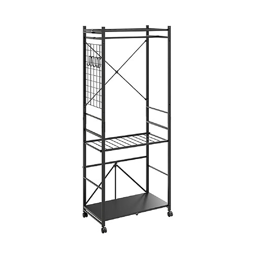 SoBuy Portemanteau sur roulettes avec étagères gris foncé 70.5x38.5x175 cm