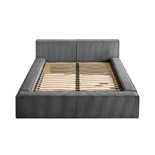 Casanova Lit coffre petit velours côtelé 200x200cm Gris foncé