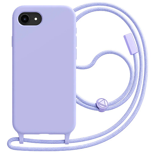 Avizar Coque pour iPhone 16e en Silicone avec Cordon en Nylon Tressé Ajustable Lavande