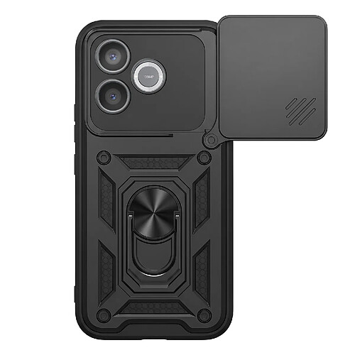 Mayaxess Coque pour Honor 600 Lite avec Cache Caméra Coulissante et Bague Magnétique Noir