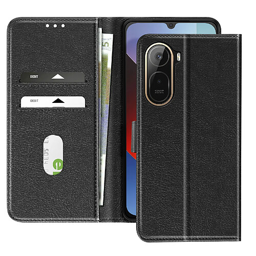 Avizar Étui pour Redmi A7 Pro Série Chesterfield avec Porte-cartes et Support Vidéo Noir