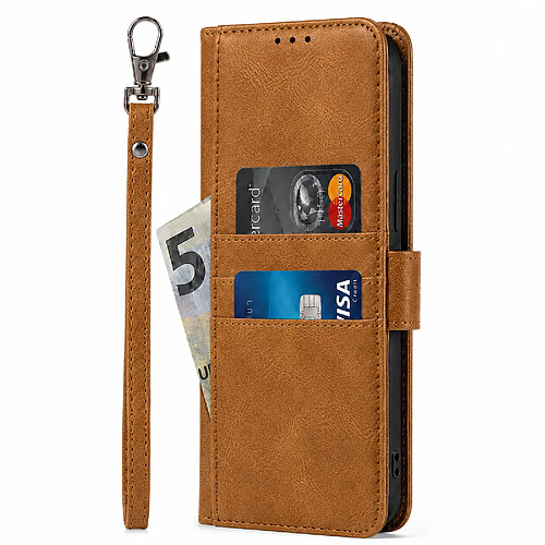 Avizar Étui Portefeuille pour Motorola Moto G37 / G47 / G37 Power avec Dragonne Marron