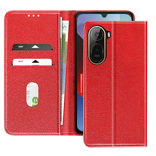 Avizar Étui pour Redmi A7 Pro Série Chesterfield avec Porte-cartes et Support Vidéo Rouge