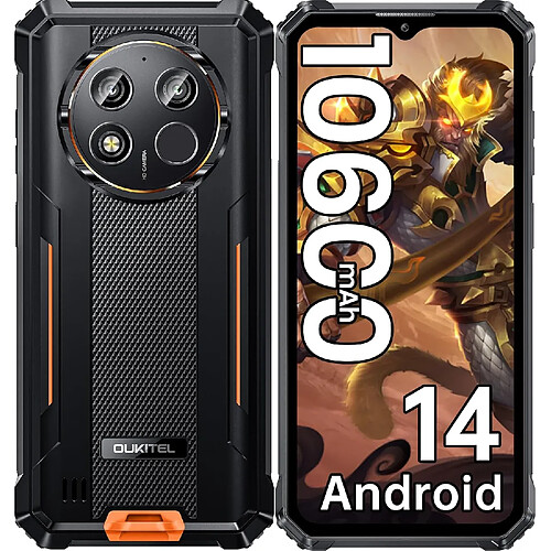 Smartphone robuste OUKITEL WP28E IP68 16Go+64Go écran 6,52" Android14 triple caméra orange