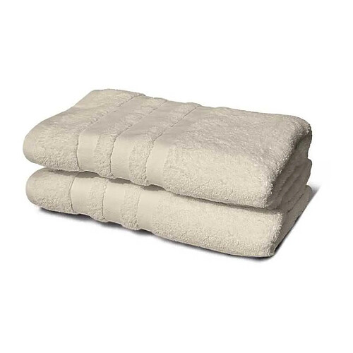 LOVELY HOME Set de 2 serviettes et 2 draps de bain - Beige - Coton 500 g/m²