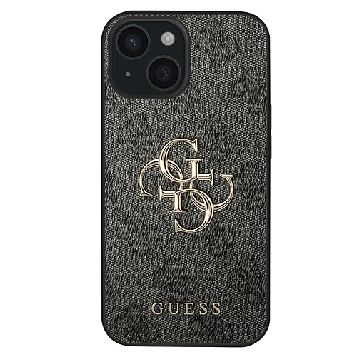 Guess Coque pour iPhone 15 Modèle Big 4G Premium avec Surface texturée Noir