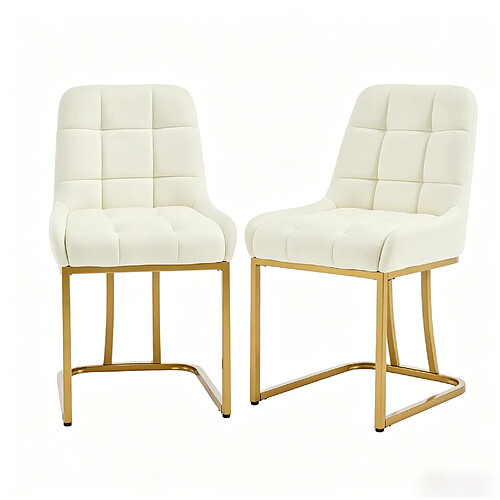 STILVORA Chaise de salle à manger 39/45/84 cm beige en velours et métal lot de 2