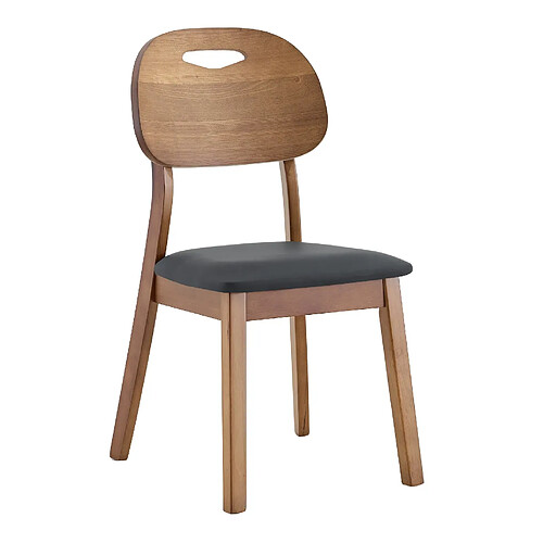 STILVORA 2 chaises de salle à manger 43/42/45,7 cm noires en PU et hévéa à dossier ovale