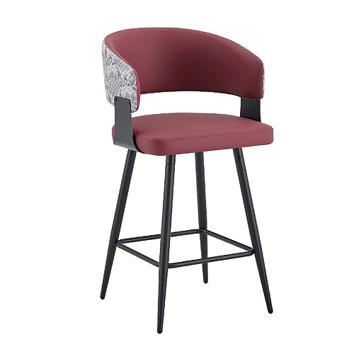 STILVORA Chaise de salle à manger rouge en PU avec accoudoirs et dossier incurvé