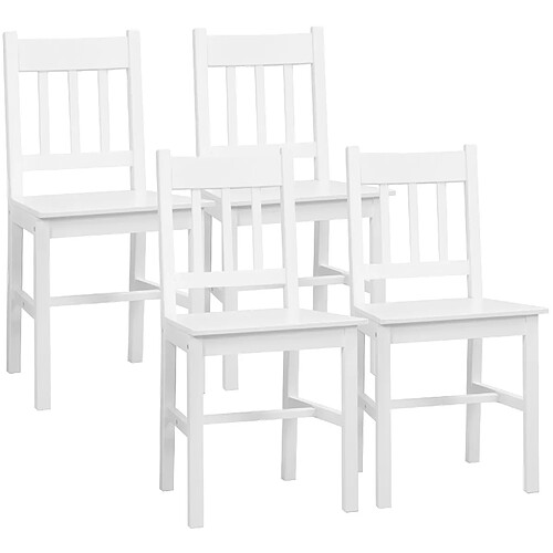 STILVORA Chaise de salle à manger 41/46,5/85,5 cm blanche en bois dossier ouvert lot de 4