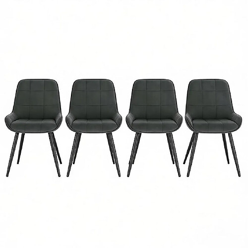 STILVORA Chaise de salle à manger 38/43/81,5 cm gris foncé en velours et métal lot de 4