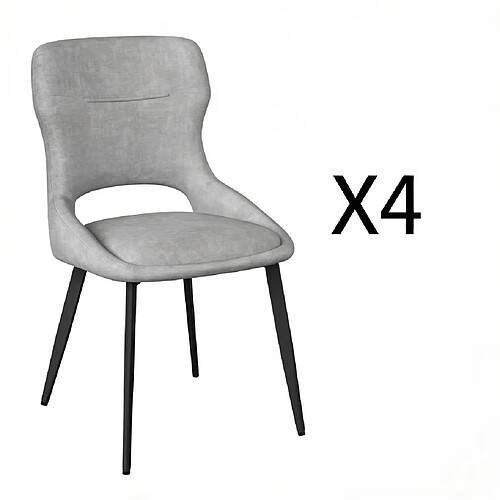 STILVORA Chaise 43/40/86 cm gris en chenille et métal avec accoudoirs