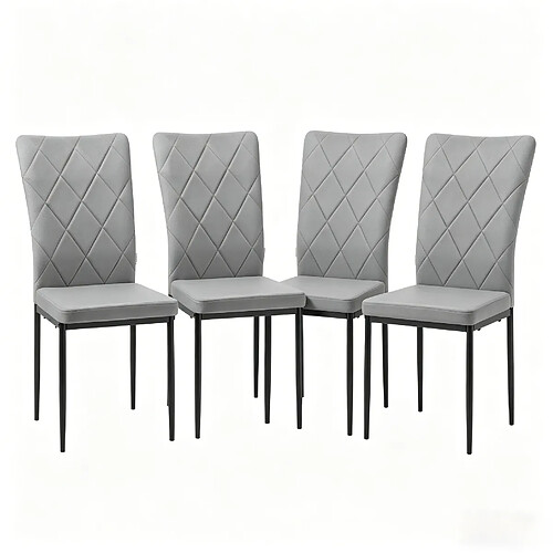 STILVORA Chaise de salle à manger 42/59/94,5 cm gris foncé en métal et velours ergonomique