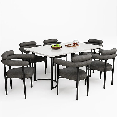 STILVORA Lot de 6 chaises 70/62/84 cm gris foncé en fer avec assise ergonomique