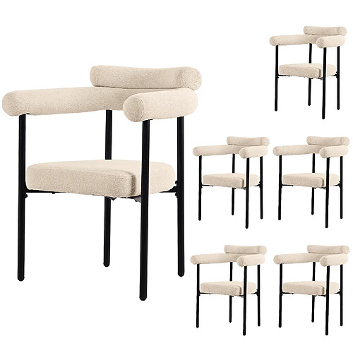 STILVORA Chaise 70/62/84 cm beige en fer avec assise large ergonomique