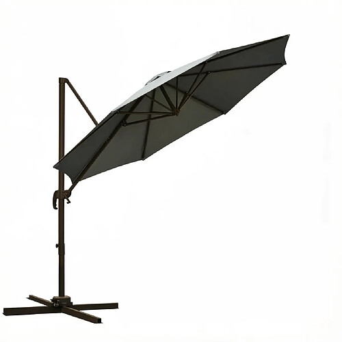 STILVORA Parasol déporté 295/250 cm gris foncé en aluminium rotatif 360°