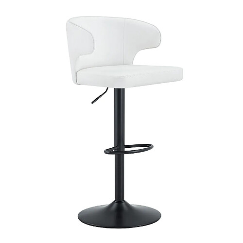 STILVORA Lot de 2 tabourets de bar 49,7/43/85-110 cm blanc en PU réglables pivotants